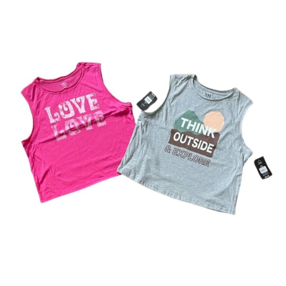 Athletic Works Cotton Graphic Tank Tops 2-pack Junior Women's Size M - Picture 1 of 11